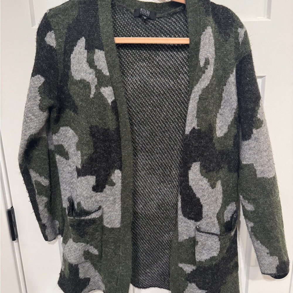 Green and Gray Camo Sweater